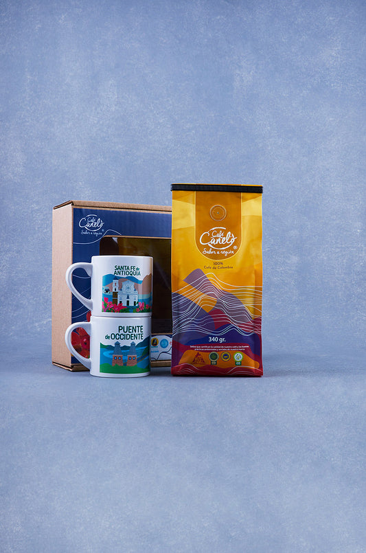 Kit Café Tradicional 340gr + 2 Mugs Tinteros cerámicos 150ml